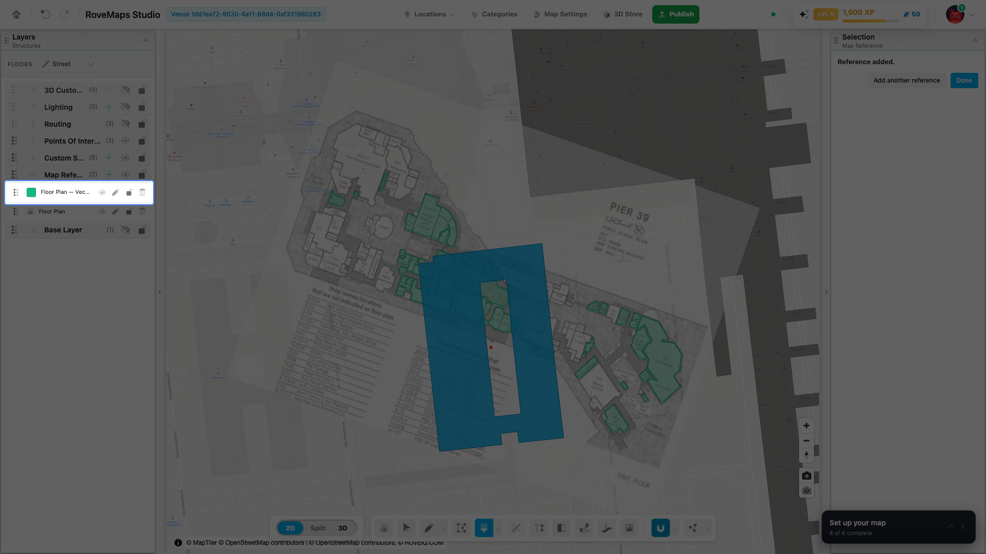 Fast path complete: one upload gives you the aligned floor plan plus an editable generated polygon layer.