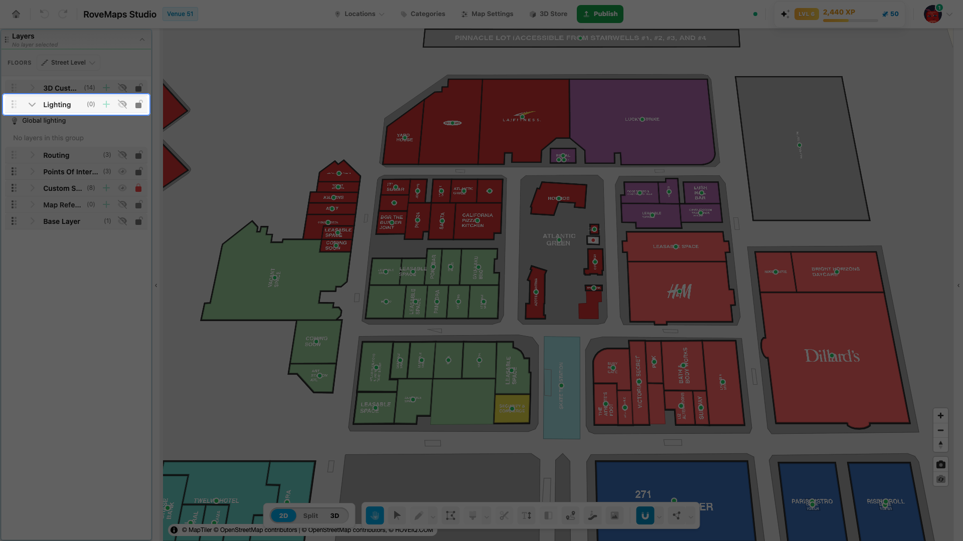 The Lighting group in the Layers panel, expanded to show the Global lighting row