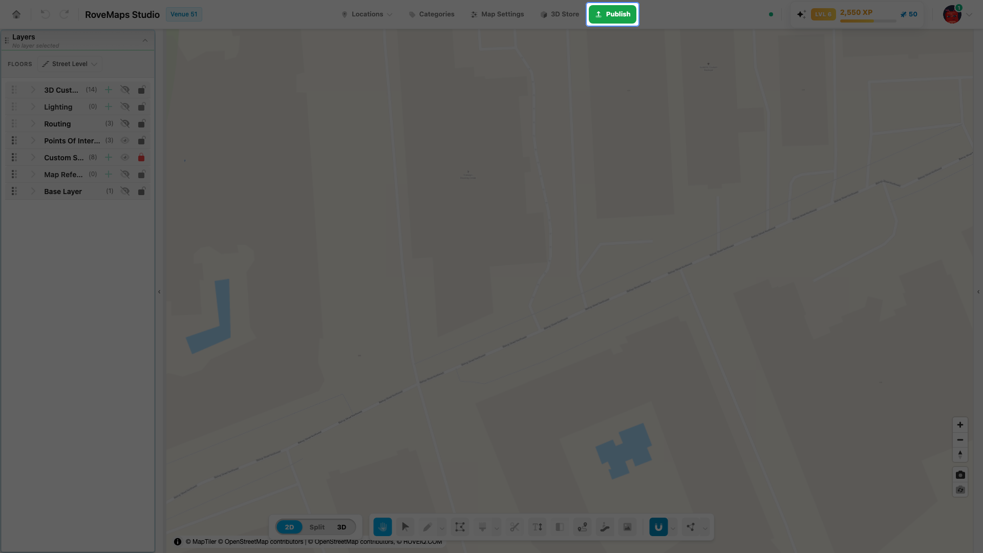 The green Publish button in the editor header