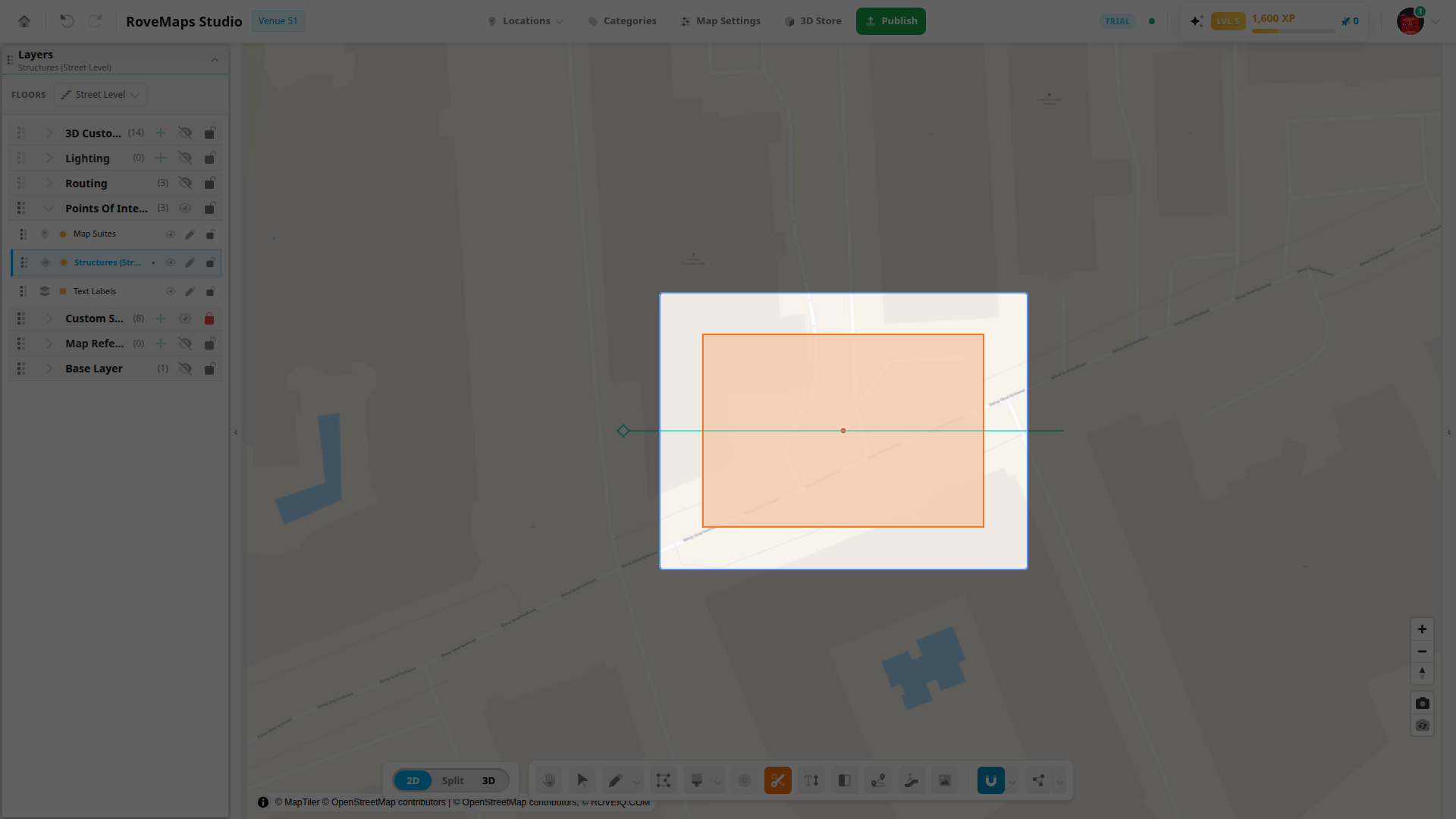 Click to place points along the slice; every polygon the line will completely cross highlights. Right-click (or Enter) to cut.